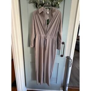 Halara, long-sleeve, button up, drawstring wide leg jumpsuit, Size Medium